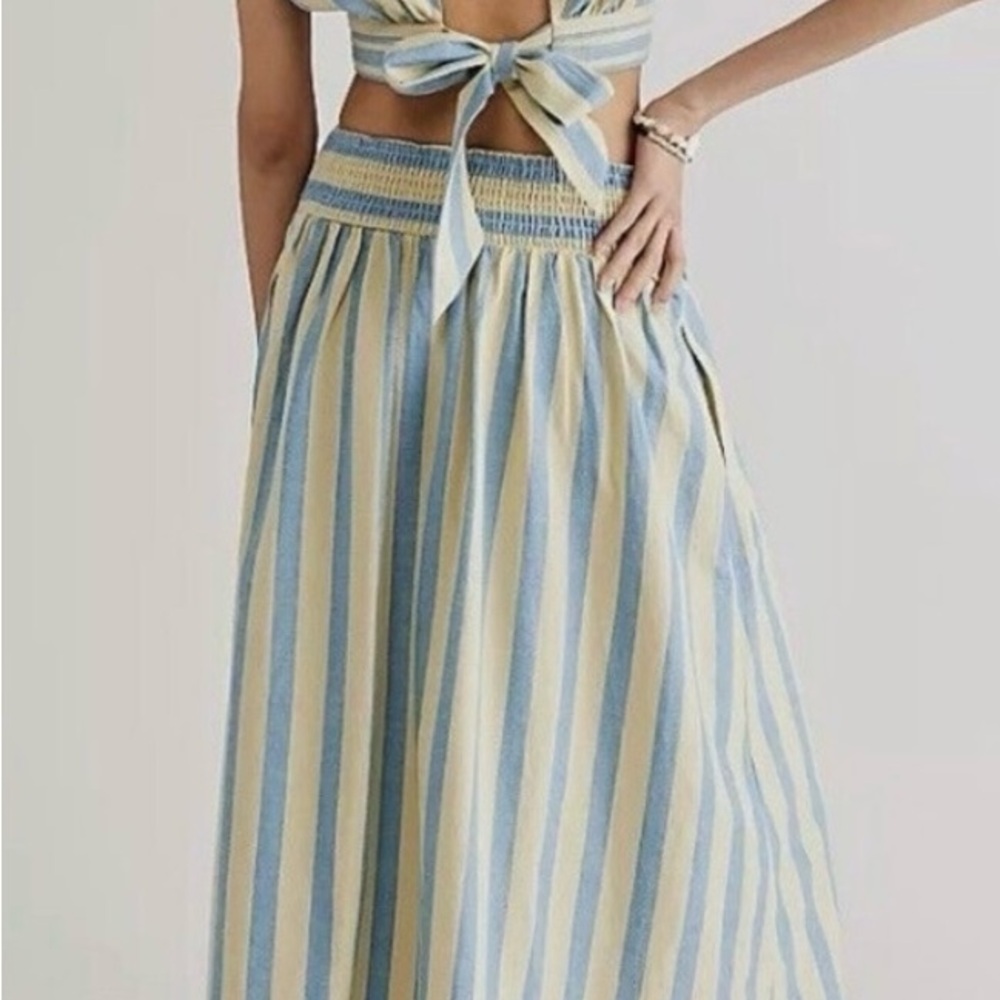 Free People Blue and Cream Striped Maxi Skirt - Picture 7 of 7